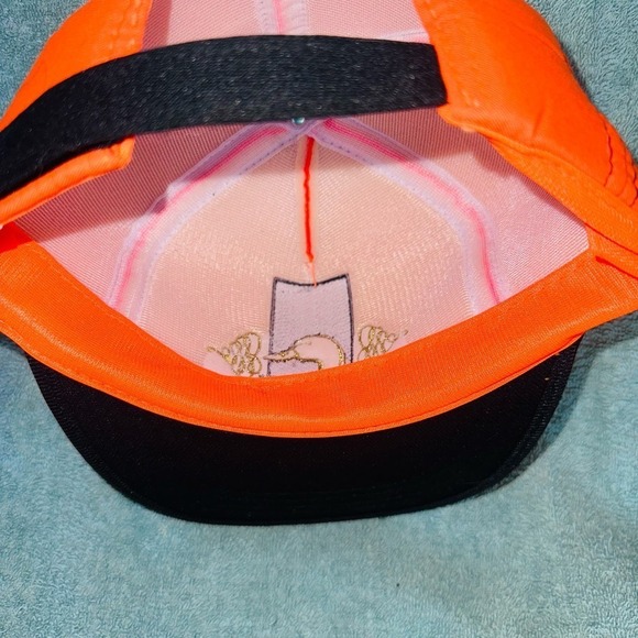 NOS Vintage Ducks Unlimited Snap Back Foam Hat Neon Orange Embroidered Hat Cap - Picture 8 of 8